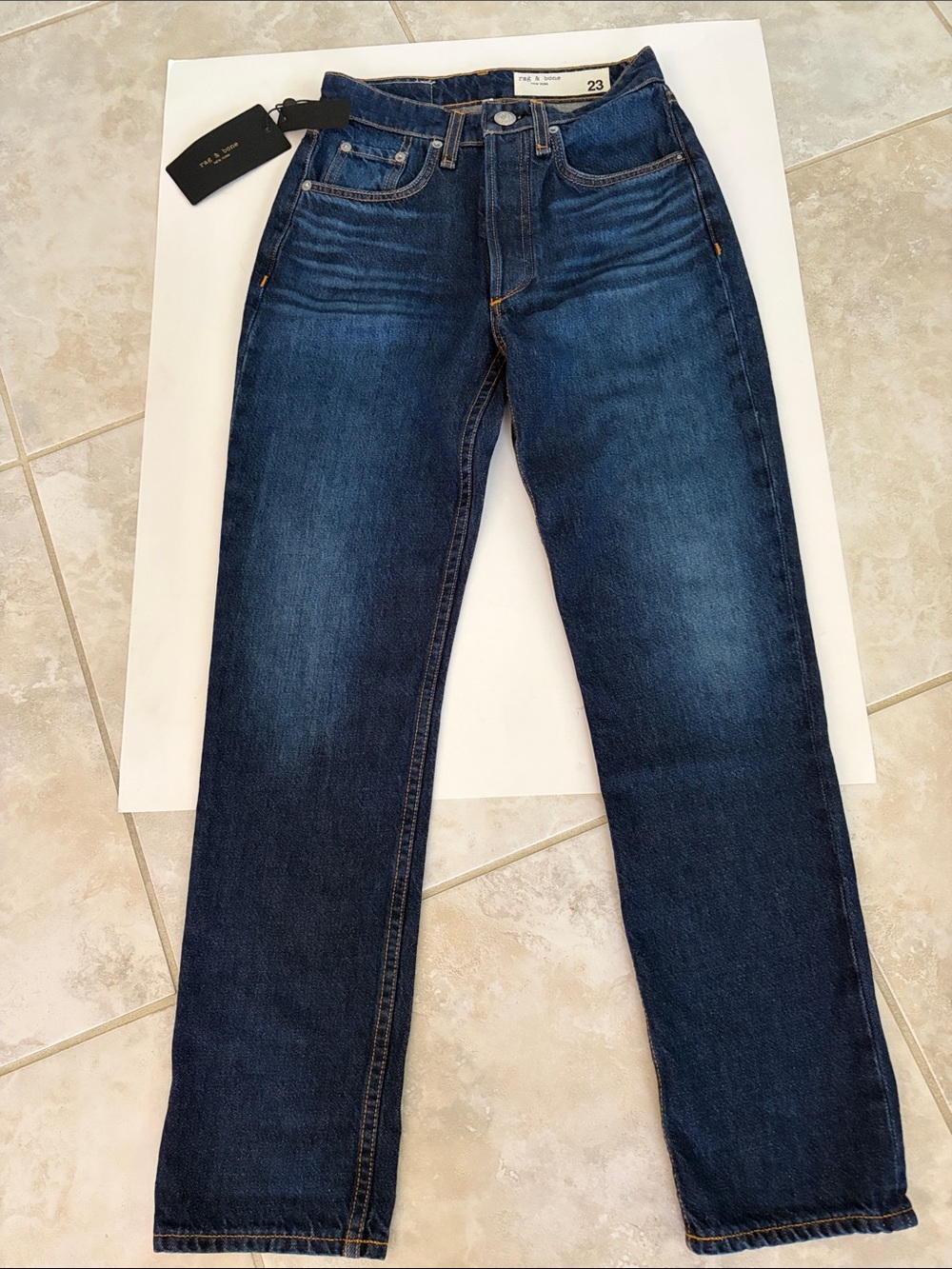 NWT rag & bone Cambria Nina High-Rise Ankle Cigarette Jeans - Dark Blue